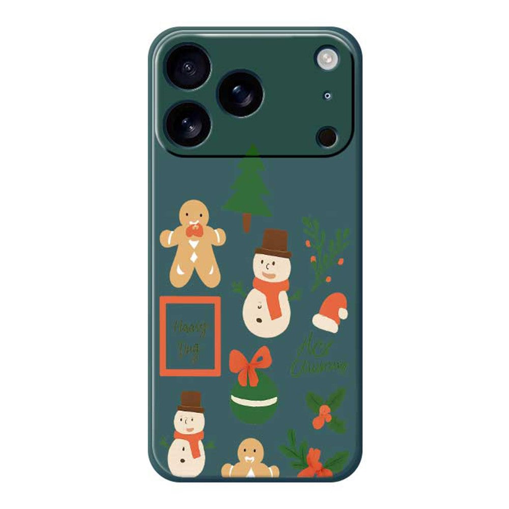 For iPhone 17 Pro Max Case Christmas Snowman Pattern Printing Straight Edge TPU Phone Back Cover - Green