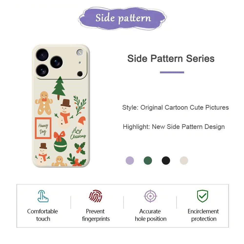 For iPhone 17 Pro Max Case Christmas Snowman Pattern Printing Straight Edge TPU Phone Back Cover - Black