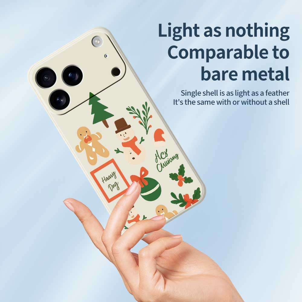For iPhone 17 Pro Max Case Christmas Snowman Pattern Printing Straight Edge TPU Phone Back Cover - Black