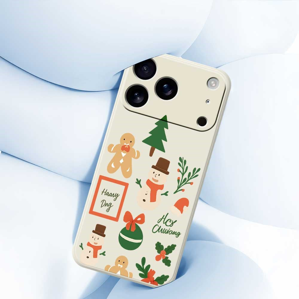 For iPhone 17 Pro Max Case Christmas Snowman Pattern Printing Straight Edge TPU Phone Back Cover - Black