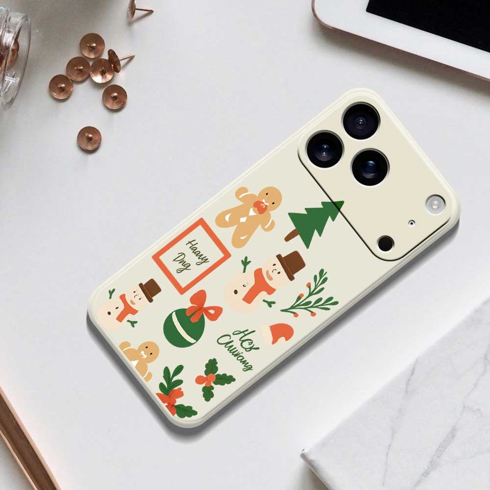 For iPhone 17 Pro Max Case Christmas Snowman Pattern Printing Straight Edge TPU Phone Back Cover - Black