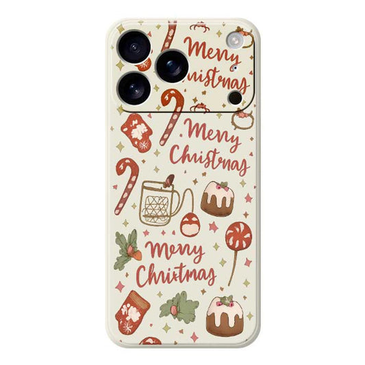 For iPhone 17 Pro Max Case Merry Christmas Pattern Printing Straight Edge TPU Phone Back Cover - Beige