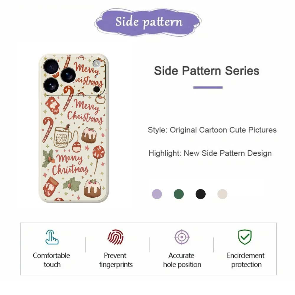 For iPhone 17 Pro Max Case Merry Christmas Pattern Printing Straight Edge TPU Phone Back Cover - Green