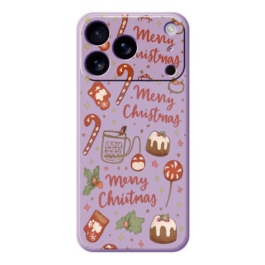 For iPhone 17 Pro Max Case Merry Christmas Pattern Printing Straight Edge TPU Phone Back Cover - Purple