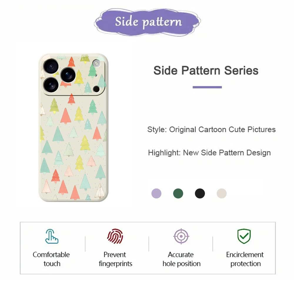 For iPhone 17 Pro Max Case Colorful Trees Pattern Printing Straight Edge TPU Phone Back Cover - Green