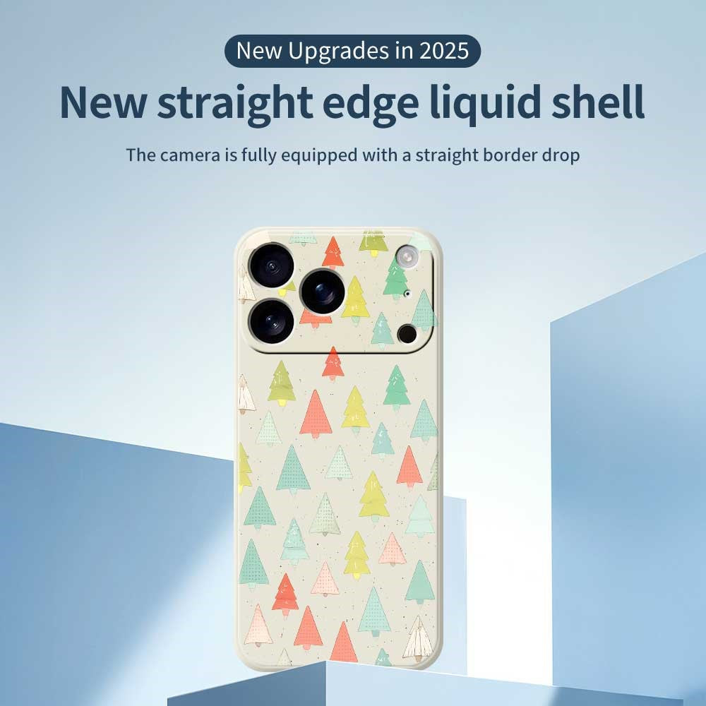 For iPhone 17 Pro Max Case Colorful Trees Pattern Printing Straight Edge TPU Phone Back Cover - Green
