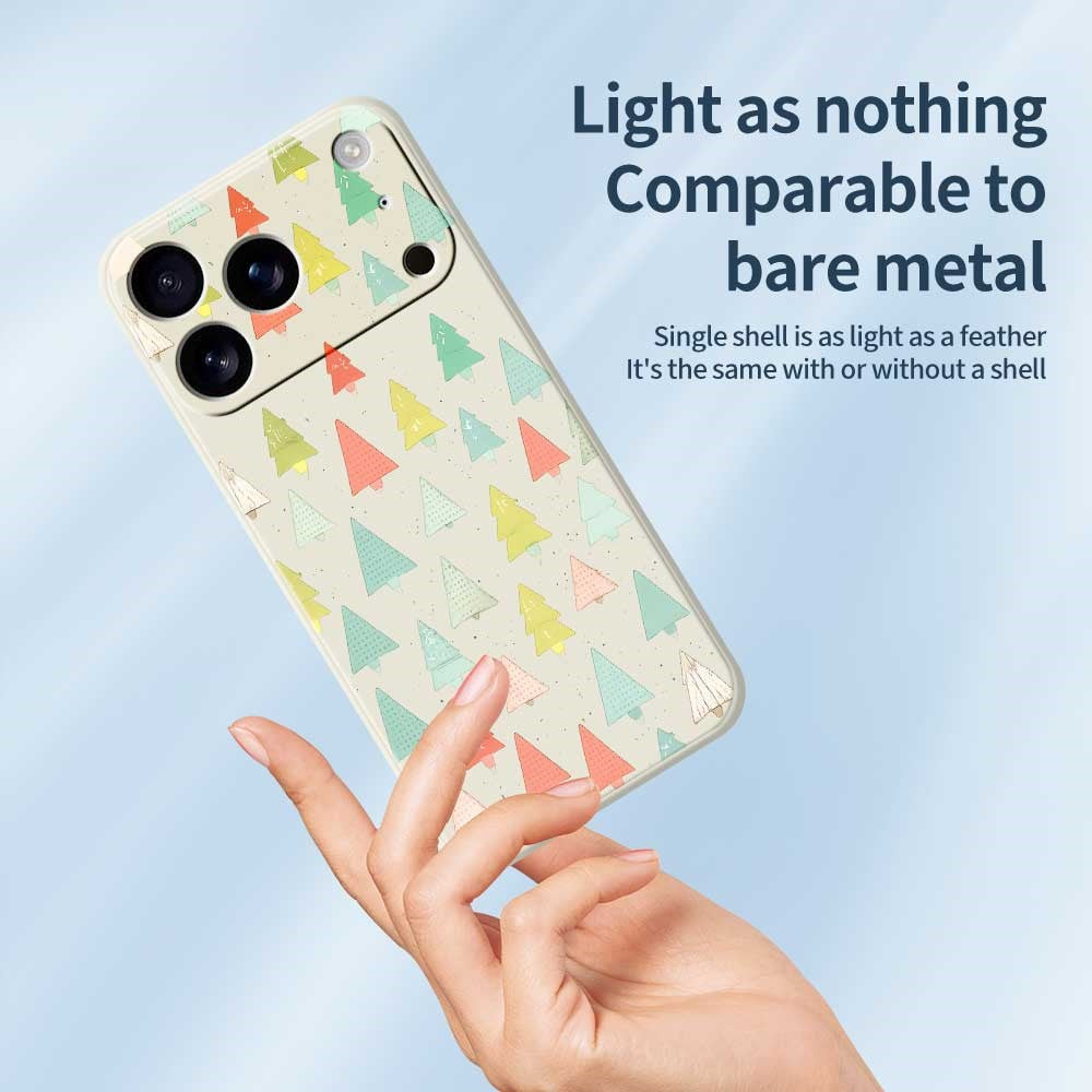 For iPhone 17 Pro Max Case Colorful Trees Pattern Printing Straight Edge TPU Phone Back Cover - Green