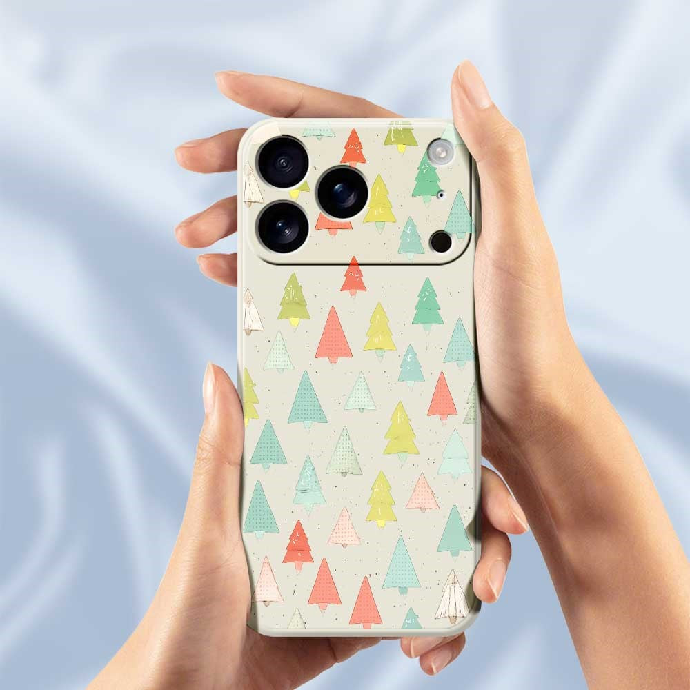 For iPhone 17 Pro Max Case Colorful Trees Pattern Printing Straight Edge TPU Phone Back Cover - Green