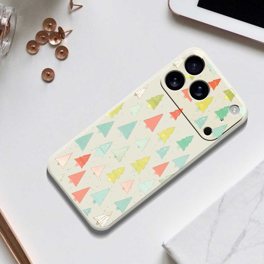For iPhone 17 Pro Max Case Colorful Trees Pattern Printing Straight Edge TPU Phone Back Cover - Green
