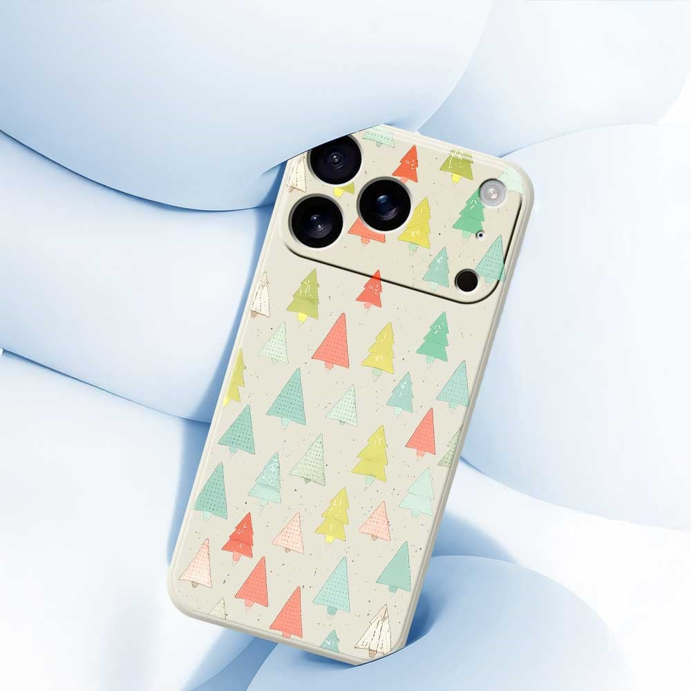 For iPhone 17 Pro Max Case Colorful Trees Pattern Printing Straight Edge TPU Phone Back Cover - Black