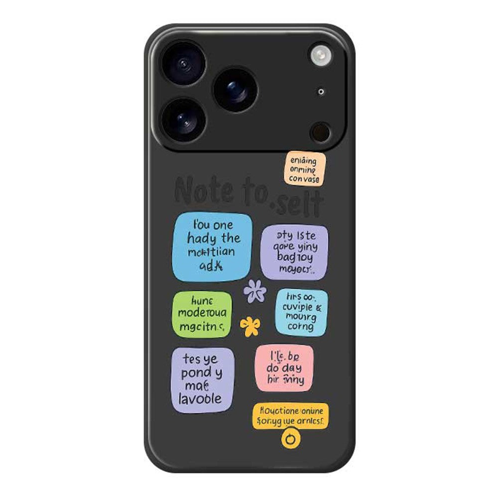For iPhone 17 Pro Max Case Colored Sticky Notes Pattern Printing Straight Edge TPU Phone Back Cover - Black