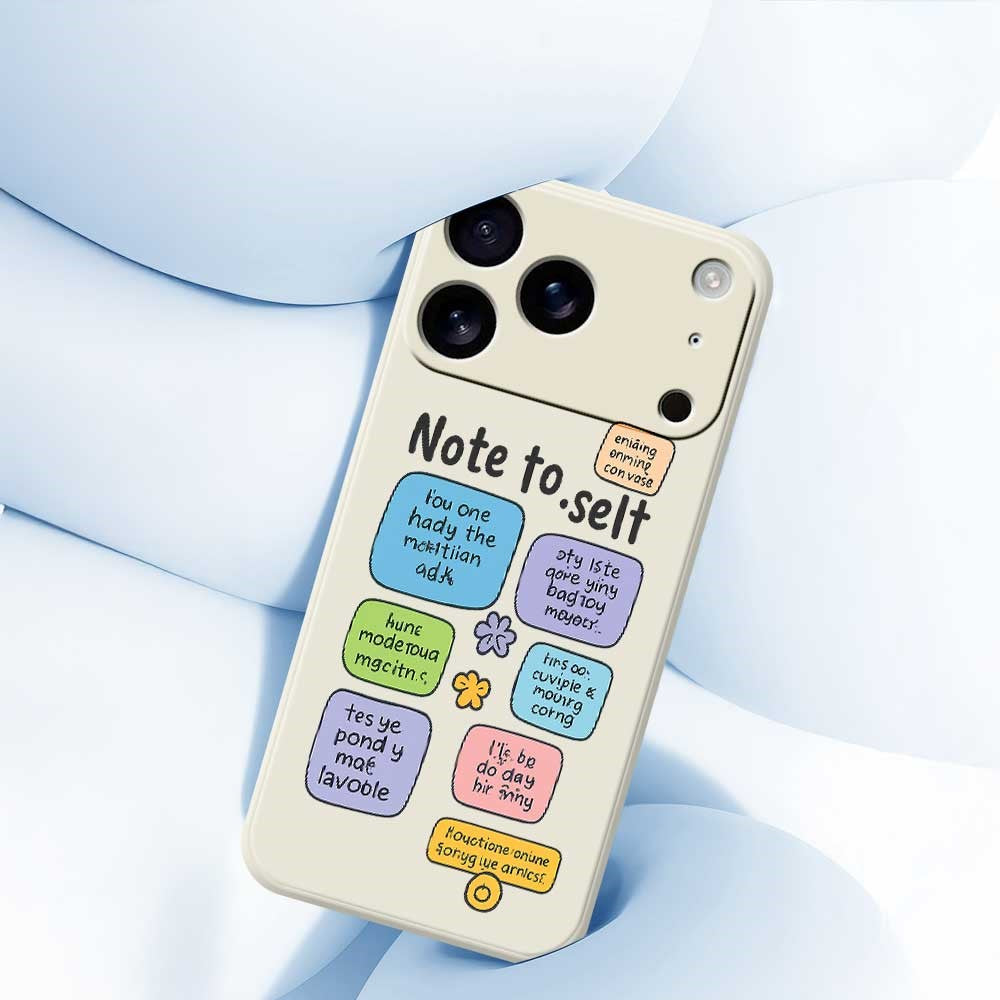 For iPhone 17 Pro Max Case Colored Sticky Notes Pattern Printing Straight Edge TPU Phone Back Cover - Black