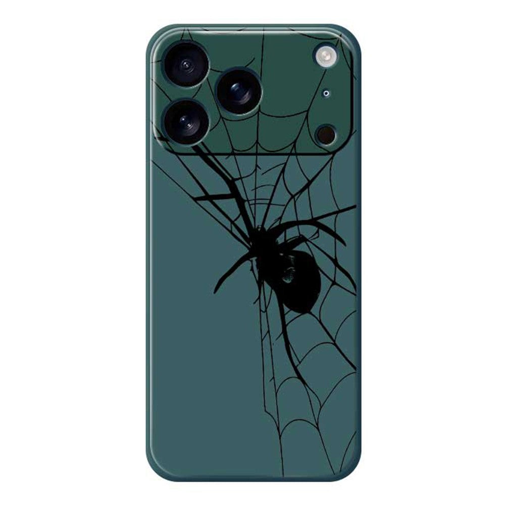 For iPhone 17 Pro Max Case Spider Pattern Printing Straight Edge TPU Phone Back Cover - Green