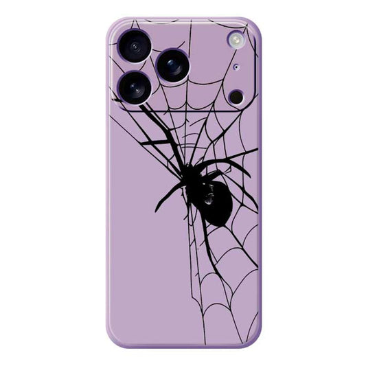For iPhone 17 Pro Max Case Spider Pattern Printing Straight Edge TPU Phone Back Cover - Purple