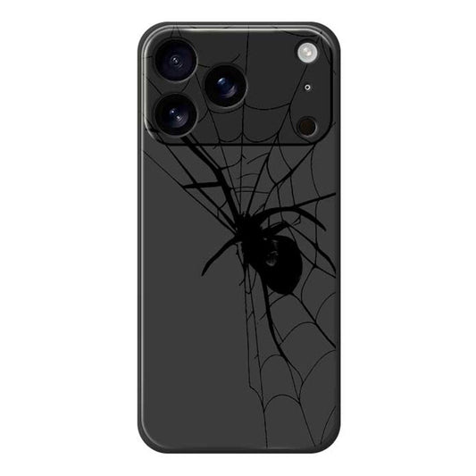 For iPhone 17 Pro Max Case Spider Pattern Printing Straight Edge TPU Phone Back Cover - Black