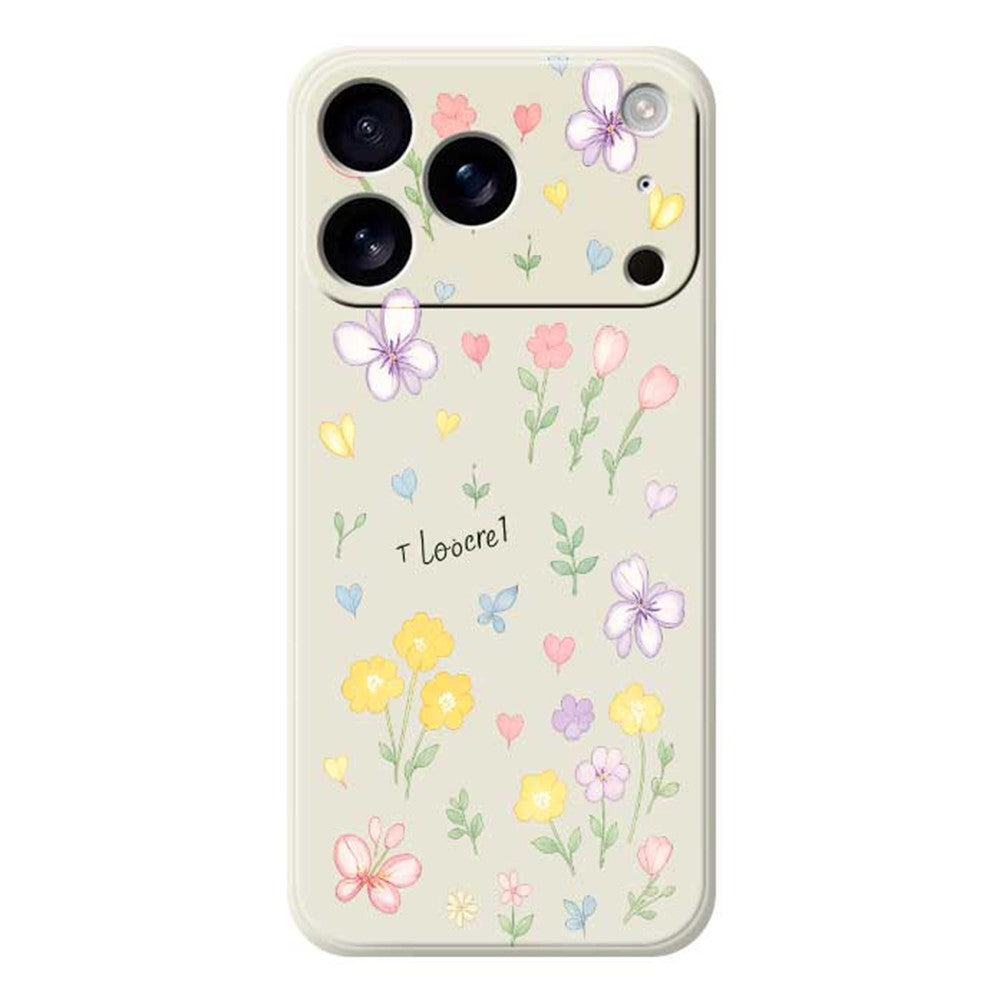 For iPhone 17 Pro Max Case Small Flowers Pattern Printing Straight Edge TPU Phone Back Cover - Beige