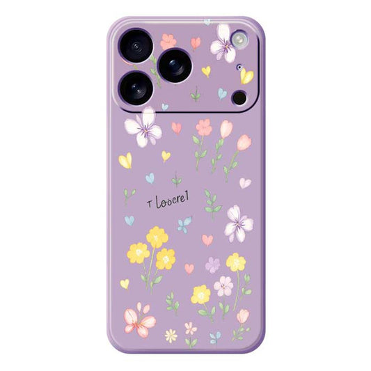 For iPhone 17 Pro Max Case Small Flowers Pattern Printing Straight Edge TPU Phone Back Cover - Purple