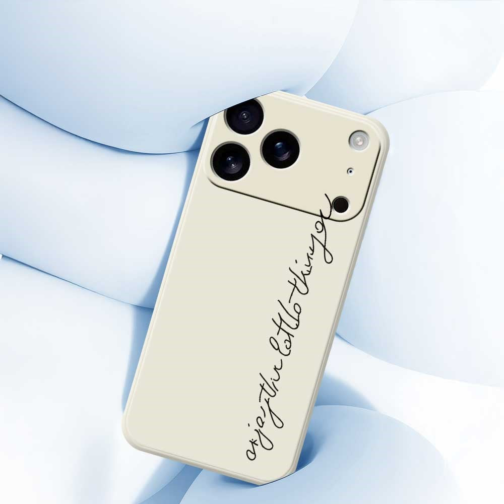 For iPhone 17 Pro Max Case WordArt Pattern Printing Straight Edge TPU Phone Back Cover - Beige