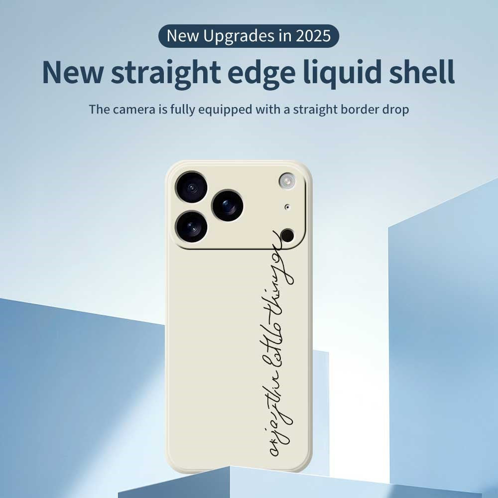 For iPhone 17 Pro Max Case WordArt Pattern Printing Straight Edge TPU Phone Back Cover - Black