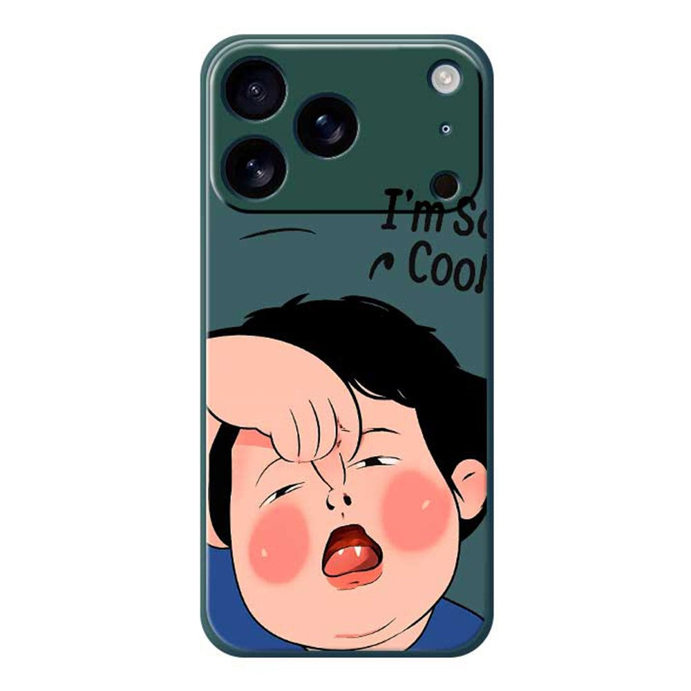 For iPhone 17 Pro Max Case Make Faces Kid Pattern Printing Straight Edge TPU Phone Back Cover - Green