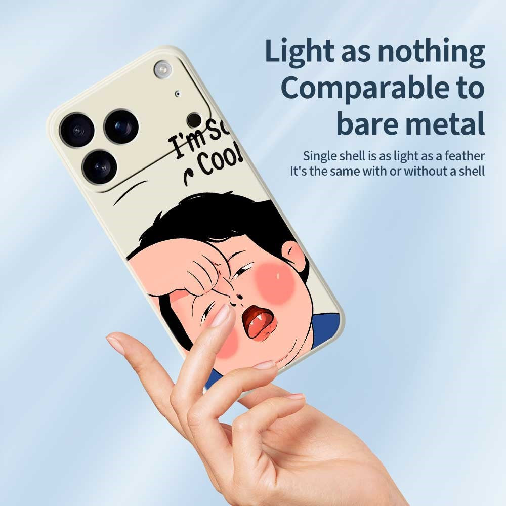 For iPhone 17 Pro Max Case Make Faces Kid Pattern Printing Straight Edge TPU Phone Back Cover - Green