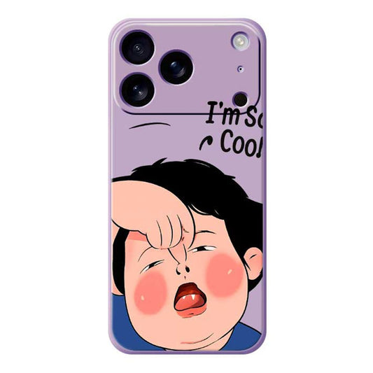 For iPhone 17 Pro Max Case Make Faces Kid Pattern Printing Straight Edge TPU Phone Back Cover - Purple