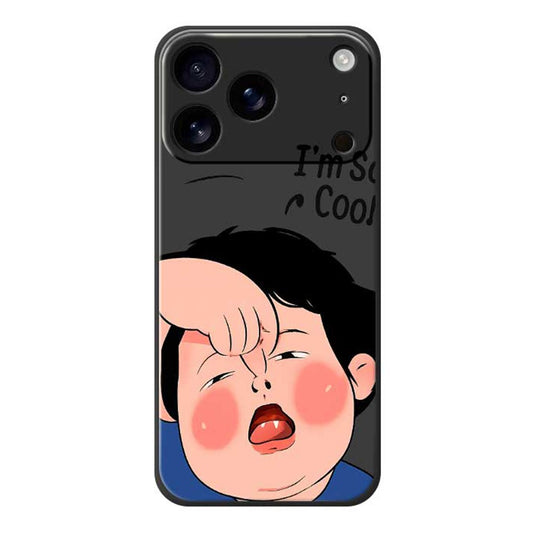 For iPhone 17 Pro Max Case Make Faces Kid Pattern Printing Straight Edge TPU Phone Back Cover - Black