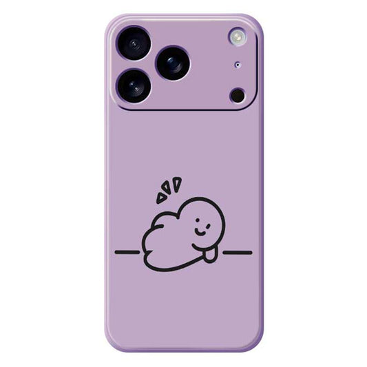 For iPhone 17 Pro Max Case Stick Figure Pattern Printing Straight Edge TPU Phone Back Cover - Purple