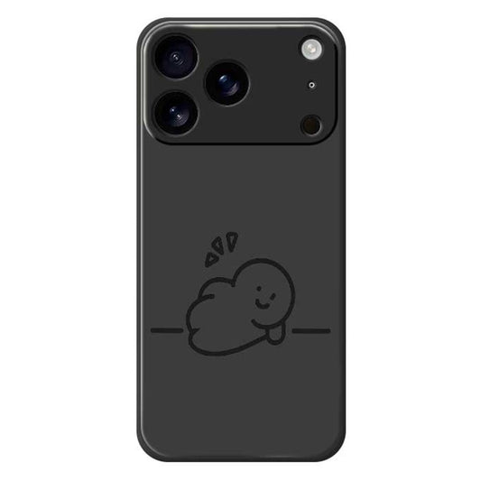 For iPhone 17 Pro Max Case Stick Figure Pattern Printing Straight Edge TPU Phone Back Cover - Black