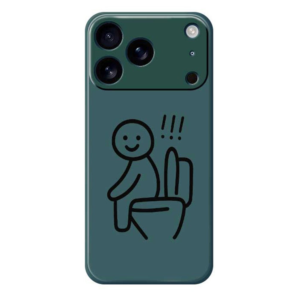For iPhone 17 Pro Max Case Stickman Toilet Pattern Printing Straight Edge TPU Phone Back Cover - Green