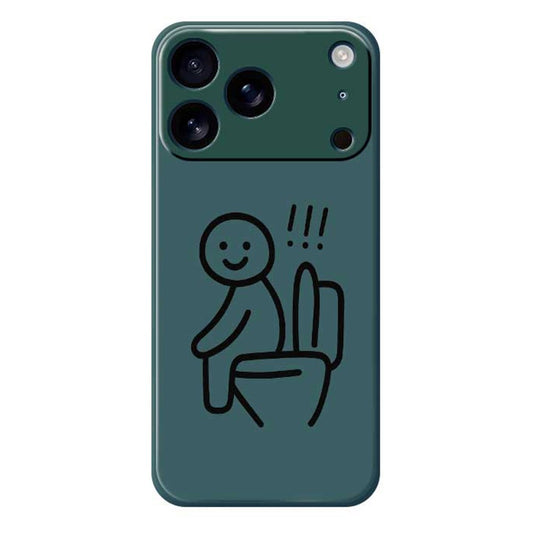 For iPhone 17 Pro Max Case Stickman Toilet Pattern Printing Straight Edge TPU Phone Back Cover - Green