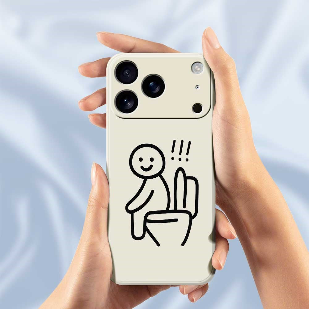 For iPhone 17 Pro Max Case Stickman Toilet Pattern Printing Straight Edge TPU Phone Back Cover - Green