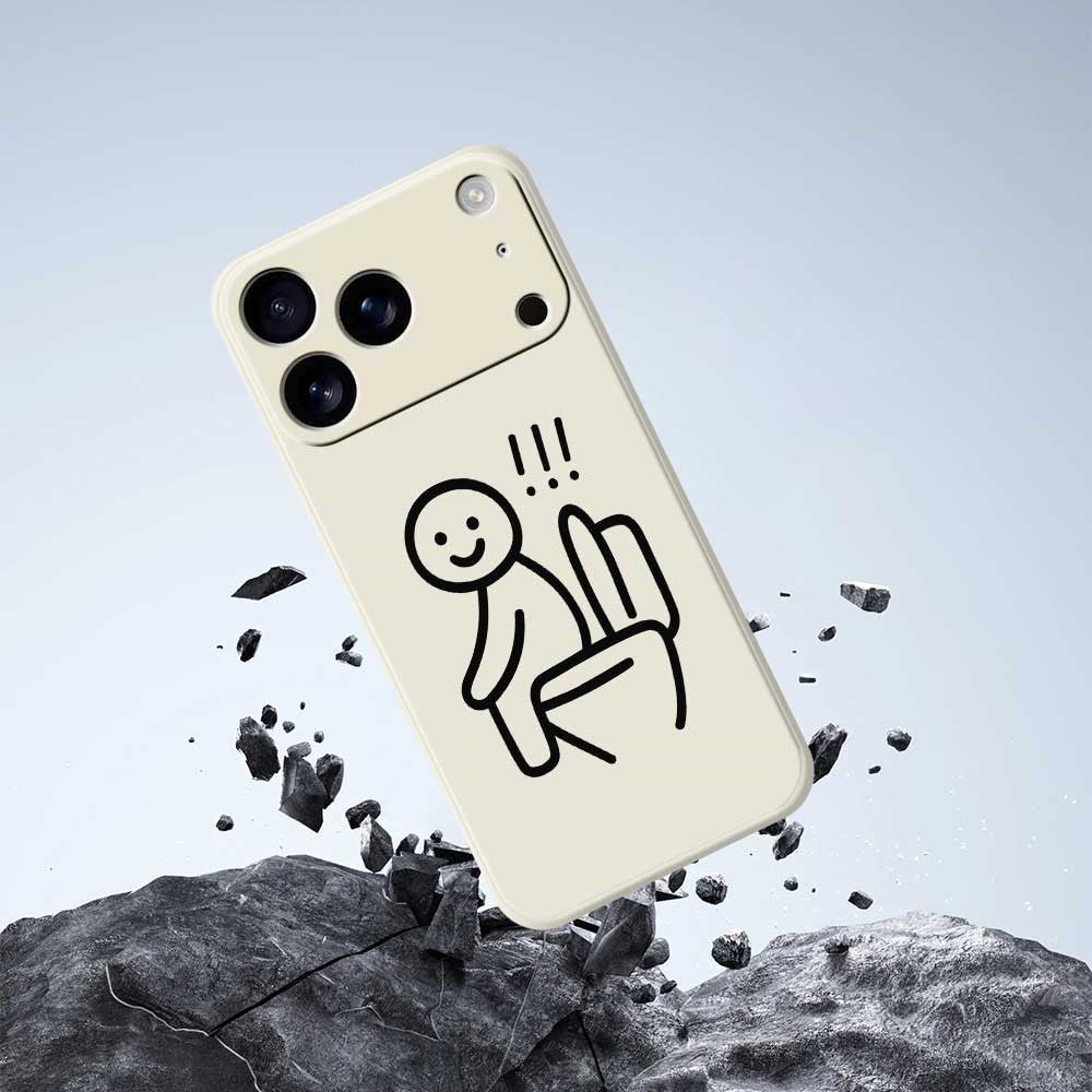 For iPhone 17 Pro Max Case Stickman Toilet Pattern Printing Straight Edge TPU Phone Back Cover - Green