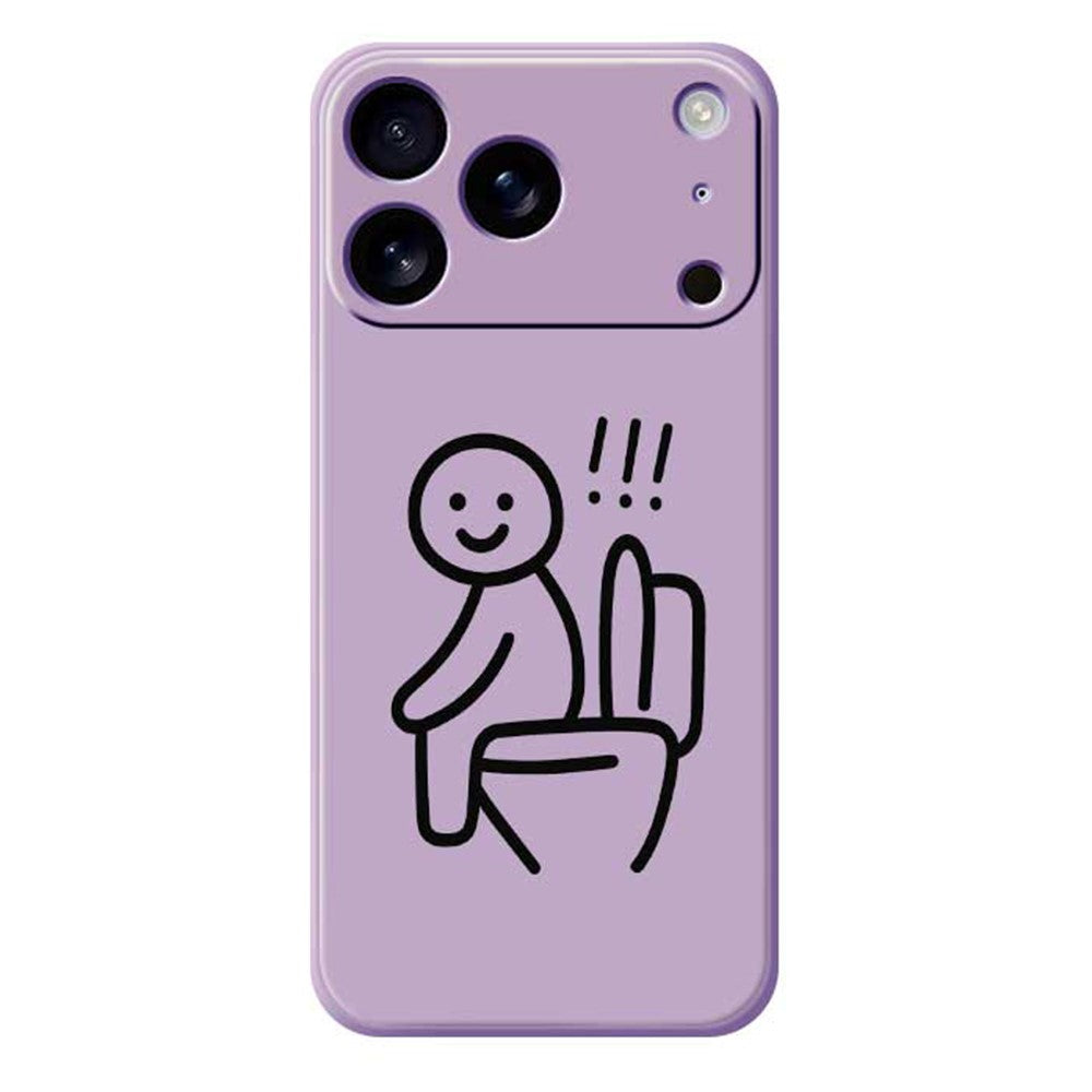 For iPhone 17 Pro Max Case Stickman Toilet Pattern Printing Straight Edge TPU Phone Back Cover - Purple