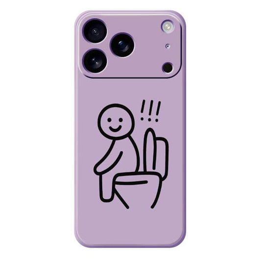 For iPhone 17 Pro Max Case Stickman Toilet Pattern Printing Straight Edge TPU Phone Back Cover - Purple