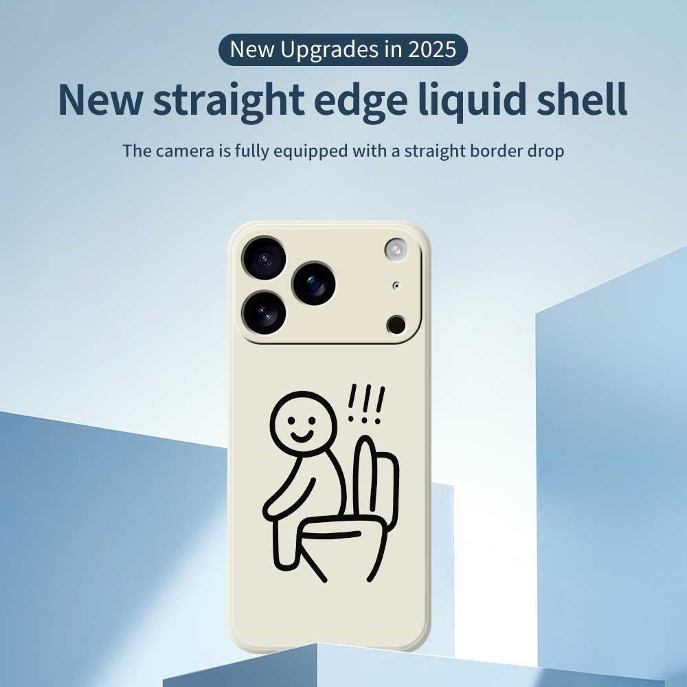 For iPhone 17 Pro Max Case Stickman Toilet Pattern Printing Straight Edge TPU Phone Back Cover - Black