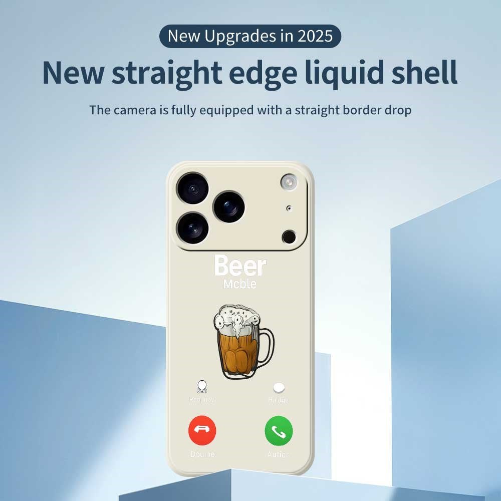 For iPhone 17 Pro Max Case Beer Pattern Printing Straight Edge TPU Phone Back Cover - Beige