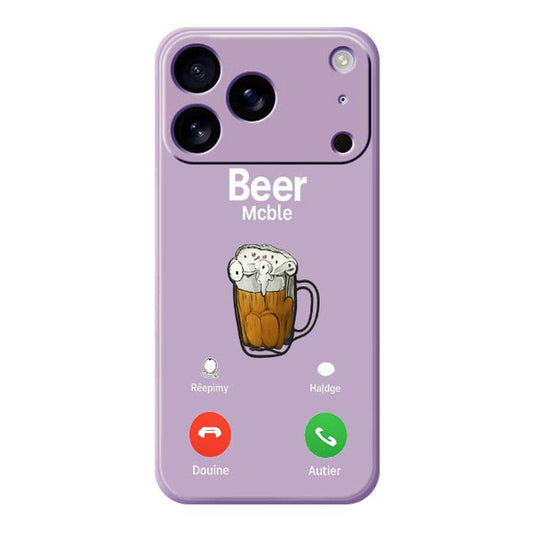 For iPhone 17 Pro Max Case Beer Pattern Printing Straight Edge TPU Phone Back Cover - Purple