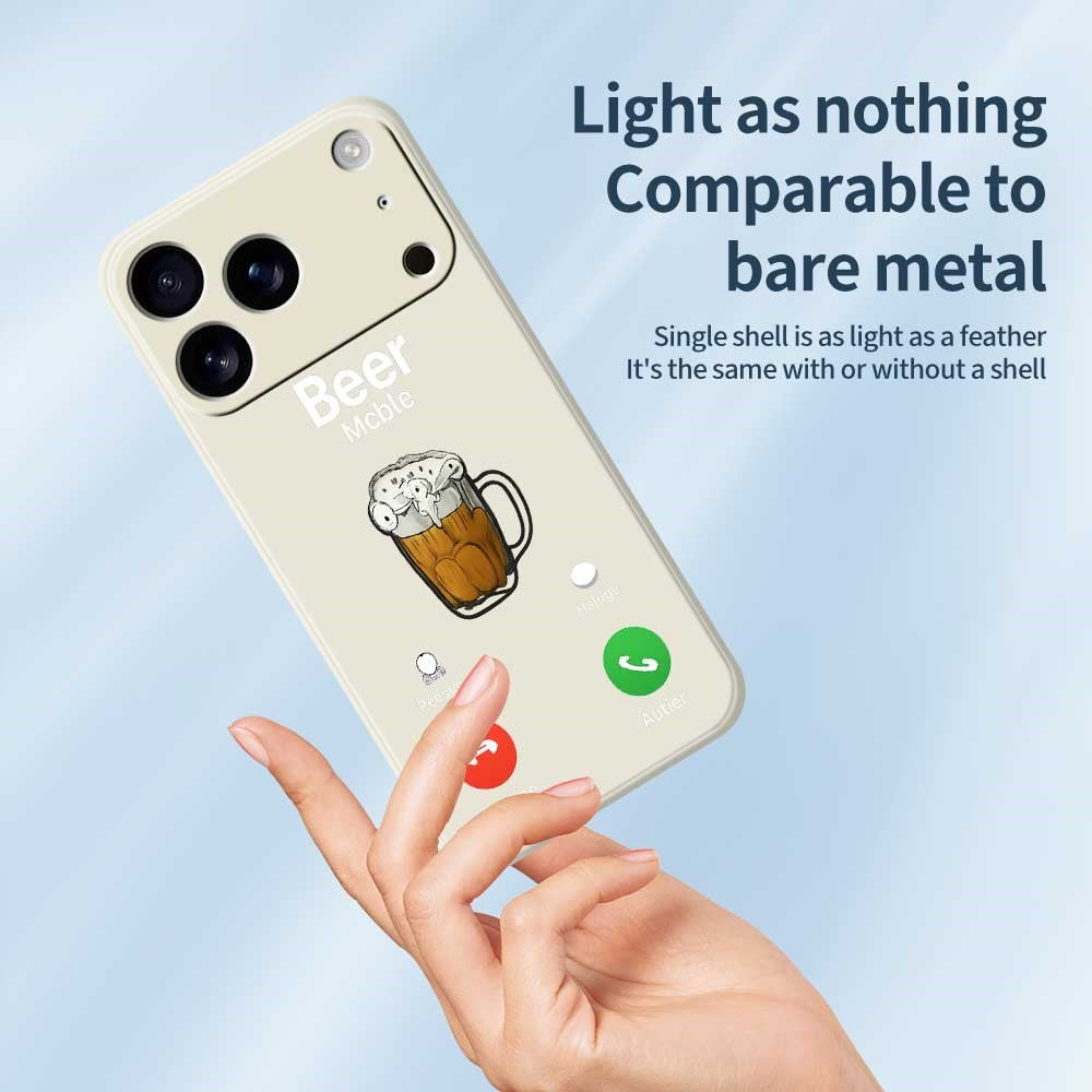 For iPhone 17 Pro Max Case Beer Pattern Printing Straight Edge TPU Phone Back Cover - Purple