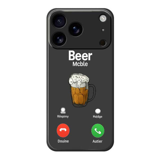 For iPhone 17 Pro Max Case Beer Pattern Printing Straight Edge TPU Phone Back Cover - Black