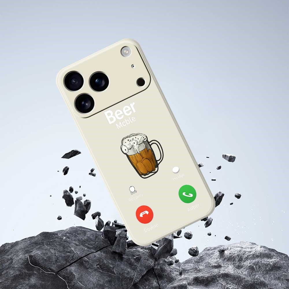 For iPhone 17 Pro Max Case Beer Pattern Printing Straight Edge TPU Phone Back Cover - Black