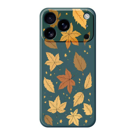 For iPhone 17 Pro Max Case Maple Leaves Pattern Printing Straight Edge TPU Phone Back Cover - Green