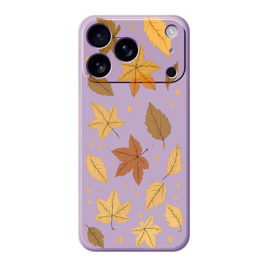 For iPhone 17 Pro Max Case Maple Leaves Pattern Printing Straight Edge TPU Phone Back Cover - Purple