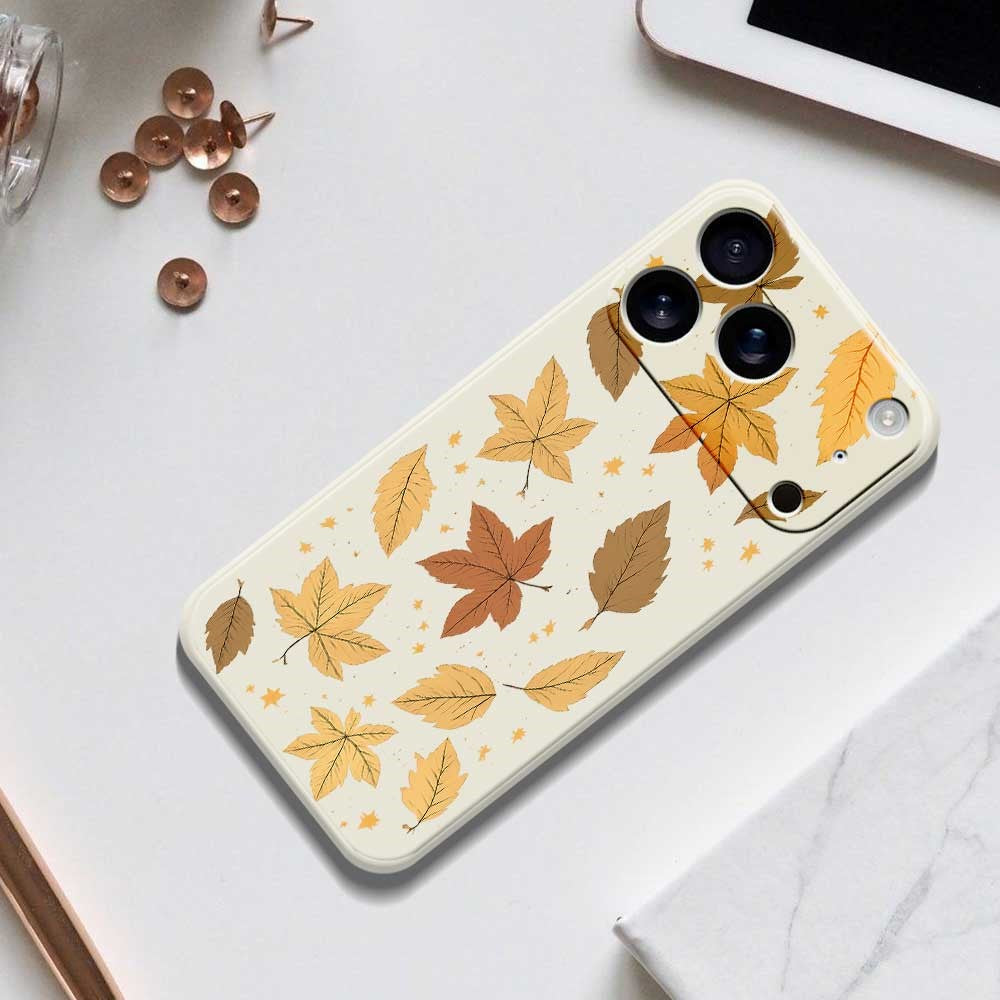 For iPhone 17 Pro Max Case Maple Leaves Pattern Printing Straight Edge TPU Phone Back Cover - Black