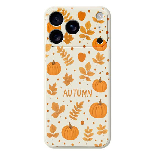 For iPhone 17 Pro Max Case Autumn Theme Pattern Printing Straight Edge TPU Phone Back Cover - Beige