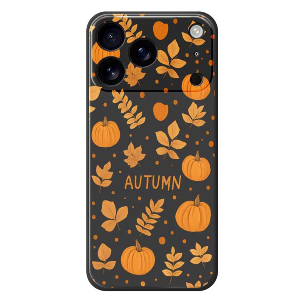For iPhone 17 Pro Max Case Autumn Theme Pattern Printing Straight Edge TPU Phone Back Cover - Black