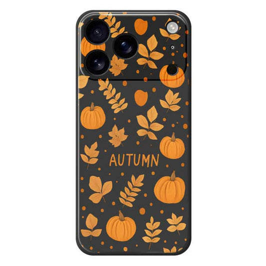 For iPhone 17 Pro Max Case Autumn Theme Pattern Printing Straight Edge TPU Phone Back Cover - Black