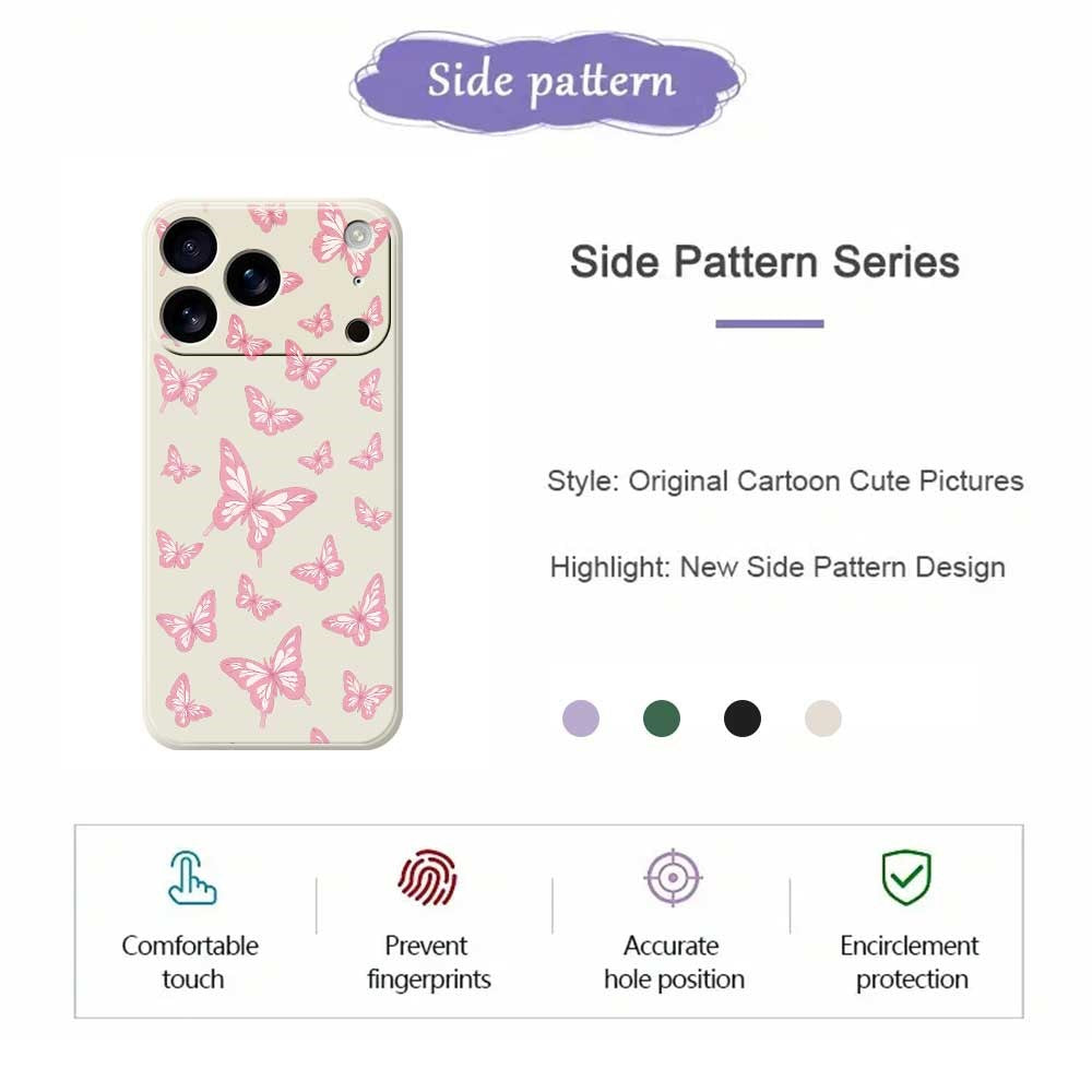 For iPhone 17 Pro Max Case Pink Butterflies Pattern Printing Straight Edge TPU Phone Back Cover - Purple