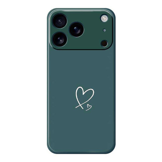 For iPhone 17 Pro Max Case White Love Pattern Printing Straight Edge TPU Phone Back Cover - Green