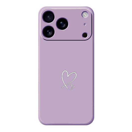 For iPhone 17 Pro Max Case White Love Pattern Printing Straight Edge TPU Phone Back Cover - Purple